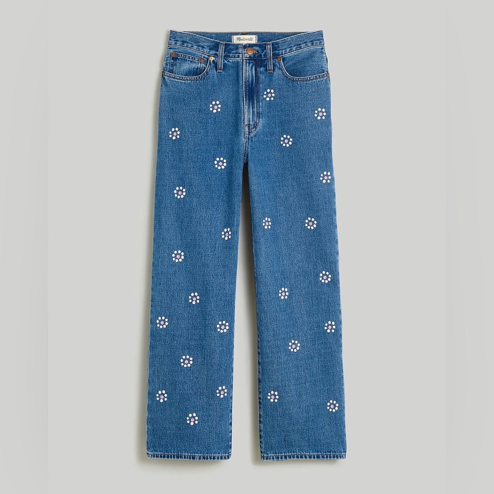 Madewell The Perfect Vintage Wide-Leg Crop Jean in Stamped Floral sz 29